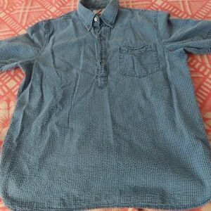 BEST MADE CO Men's Short Sleeve Cotton Popover Size L seersucker